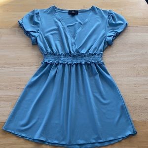 IZ BYER CALIFORNIA. Small Seafoam Green Ruffle Empire Waist Puffy Sleeves Shirt.